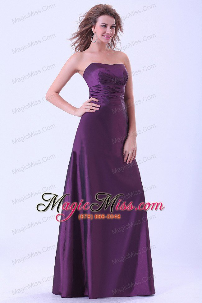 wholesale dark purple bridemaid dress a-line strapless floor-length for custom made