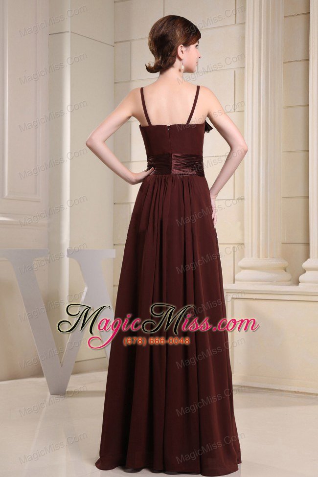 wholesale brown prom dress with straps hand made flowers and beading