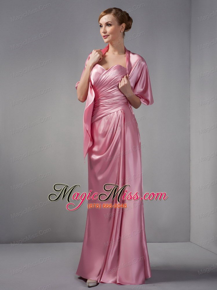 wholesale pink column sweetheart floor-length taffeta ruch mother of the bride dress