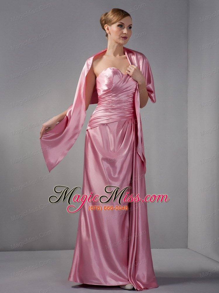 wholesale pink column sweetheart floor-length taffeta ruch mother of the bride dress