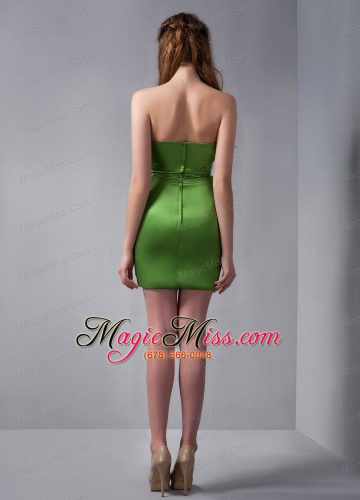wholesale spring green column sweetheart mini-length taffeta beading bridesmaid dress