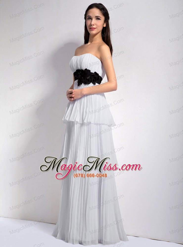 wholesale white empire strapless floor-length chiffon hand made flower prom dress