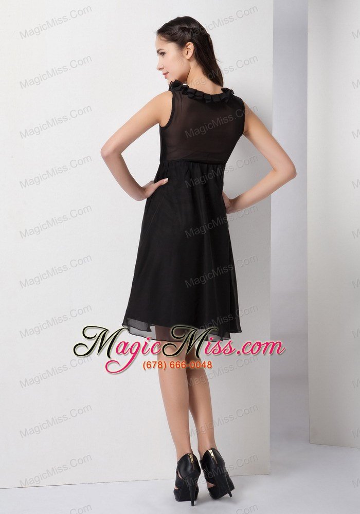wholesale sweet black a-line v-neck little black dress knee-length chiffon