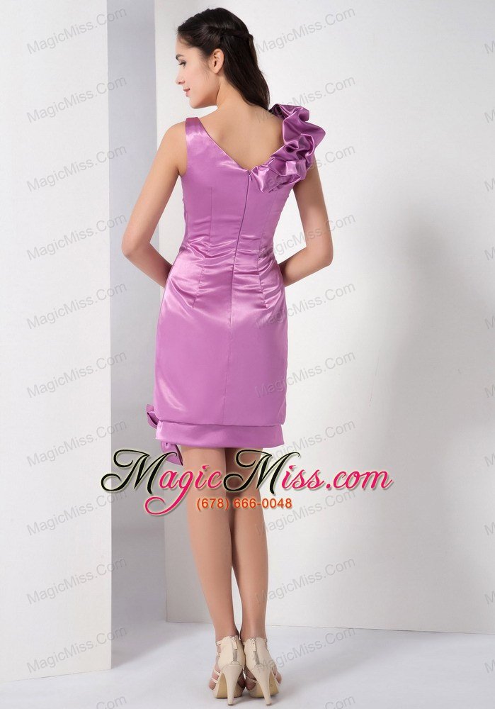 wholesale lavender column square mini-length satin prom dress