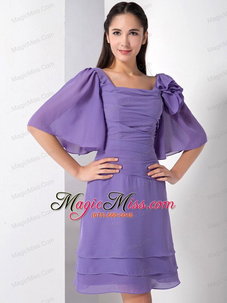 wholesale purple empire square knee-length chiffon prom dress