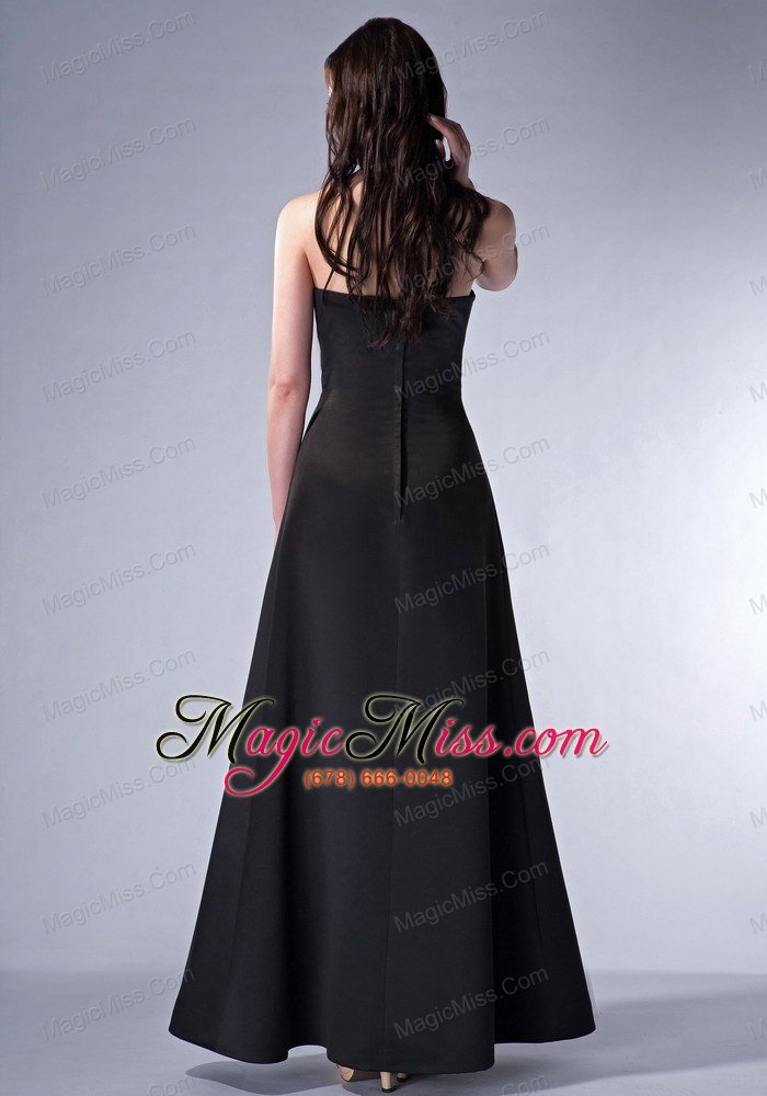 wholesale simple black cloumn halter bridesmaid dress satin ruch ankle-length