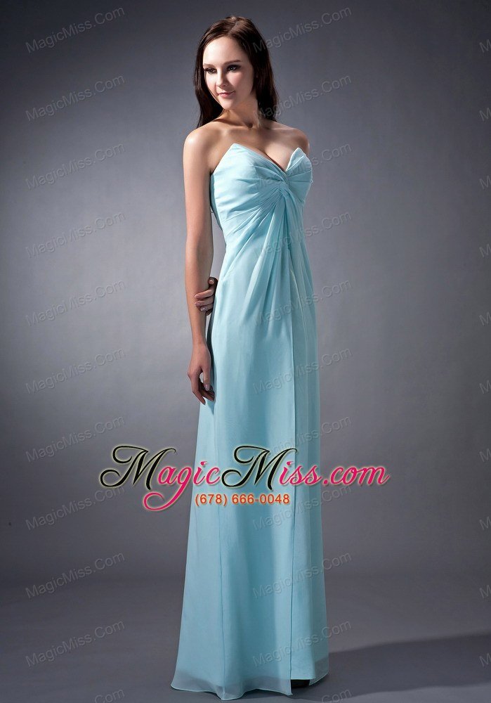 wholesale baby blue cloumn sweetheart floor-length chiffon ruch bridesmaid dress