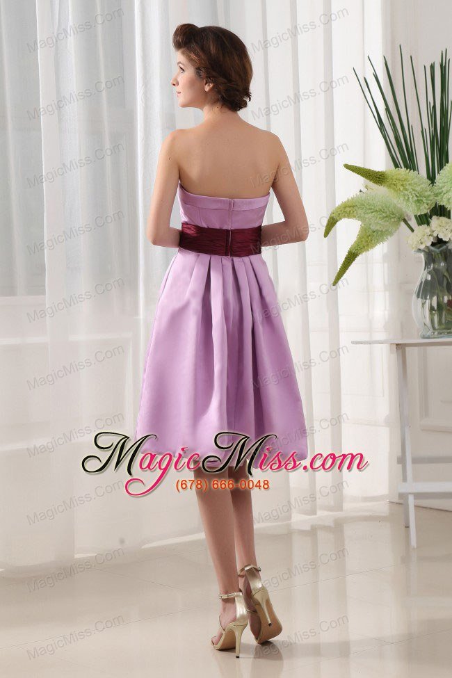 wholesale sashes/ribbons simple lavender taffeta knee-length strapless a-line prom dress