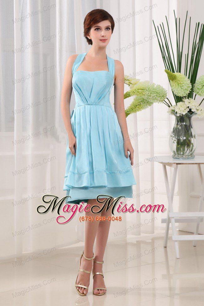 wholesale halter a-line knee-length taffeta blue 2013 prom dress