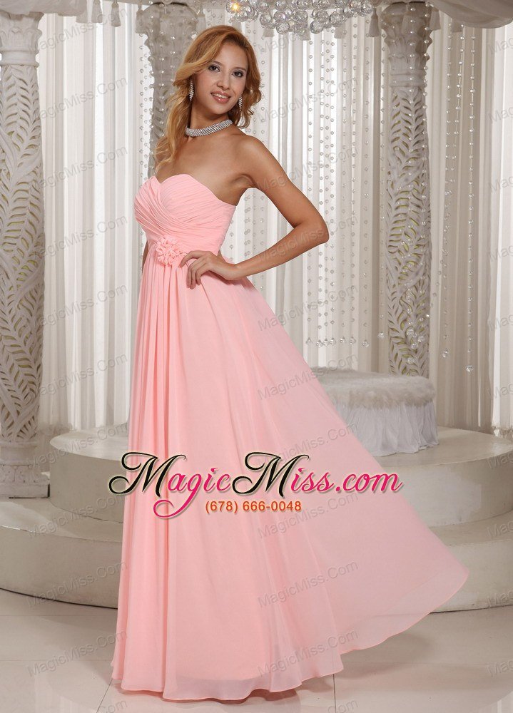 wholesale baby pink stylish bridesmaid dress ruched bodice chiffon for wedding party