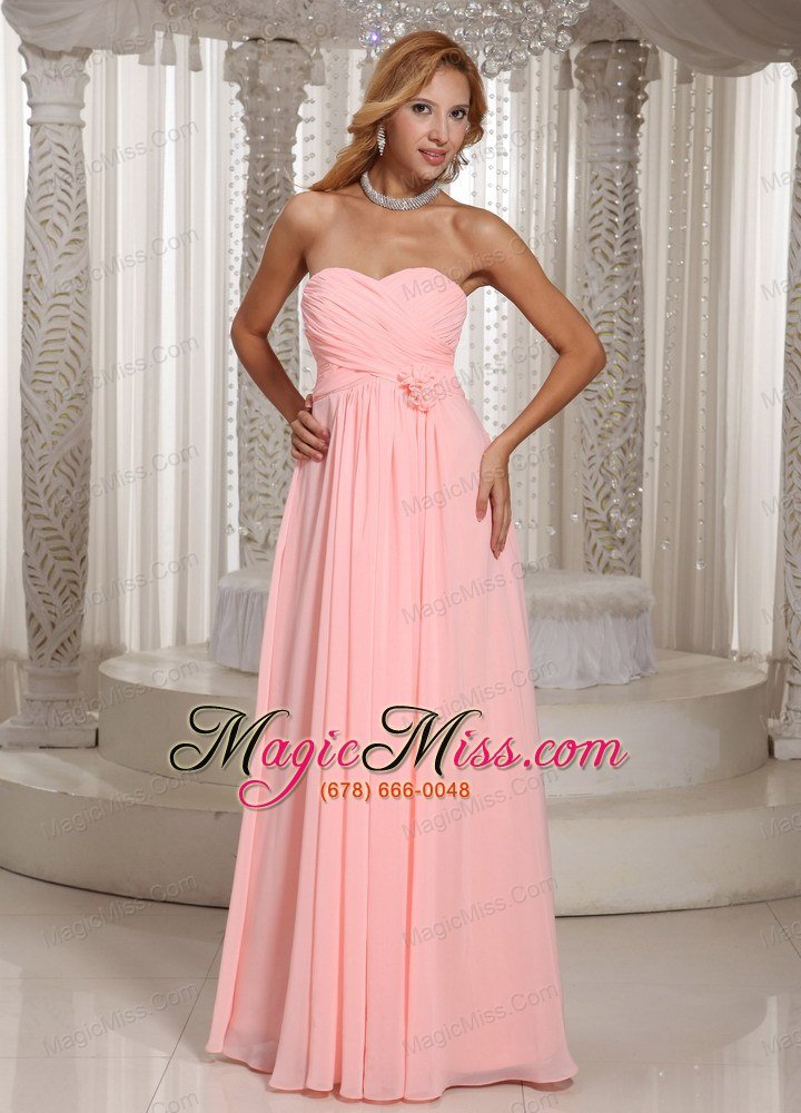 wholesale baby pink stylish bridesmaid dress ruched bodice chiffon for wedding party