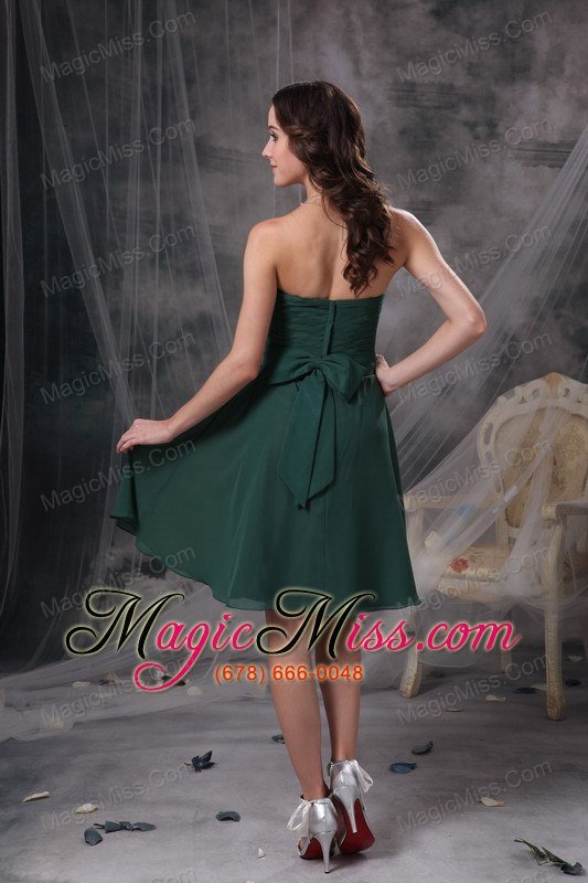 wholesale green a-line strapless knee-length ruch chiffon bridesmaid dress