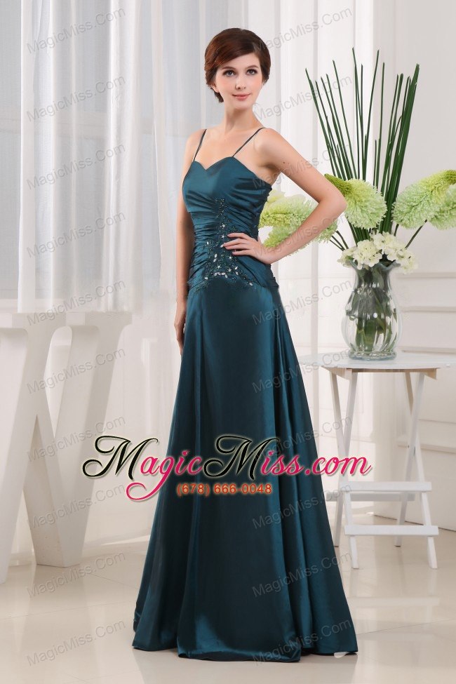 wholesale a-line floor-length taffeta appliques teal straps prom dress