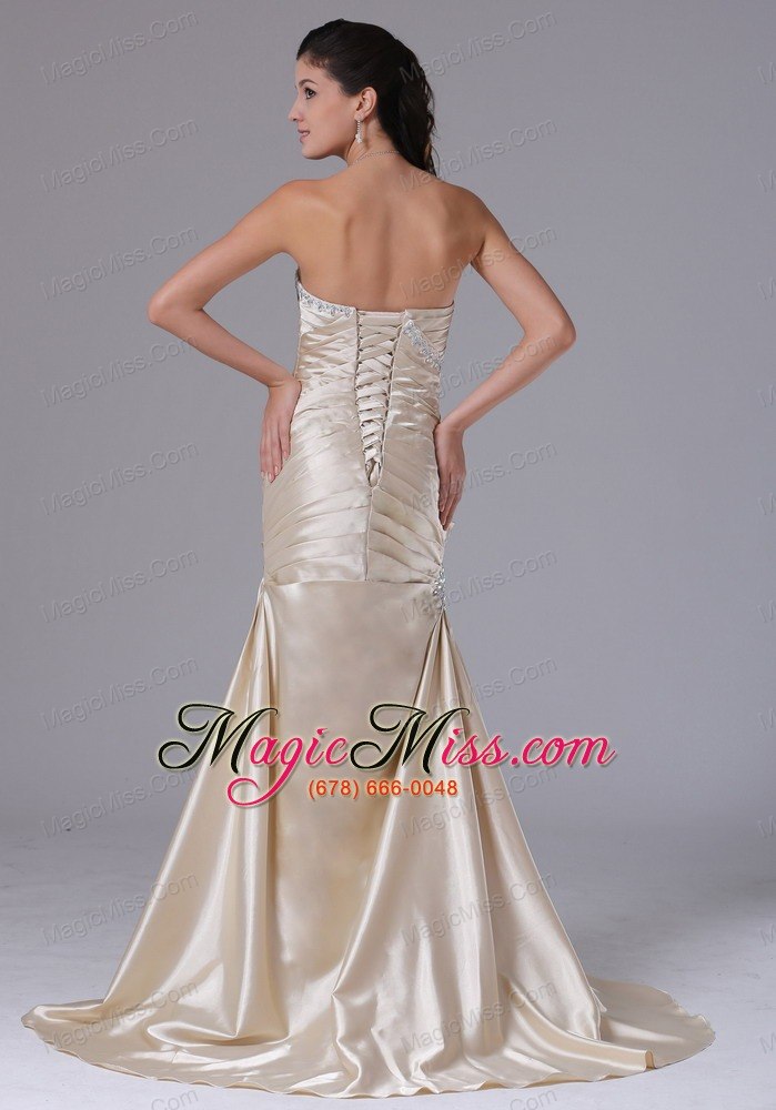 wholesale customize champagne sheath sweetheart ruched decorate bust prom dress with satin in bristol connecticut