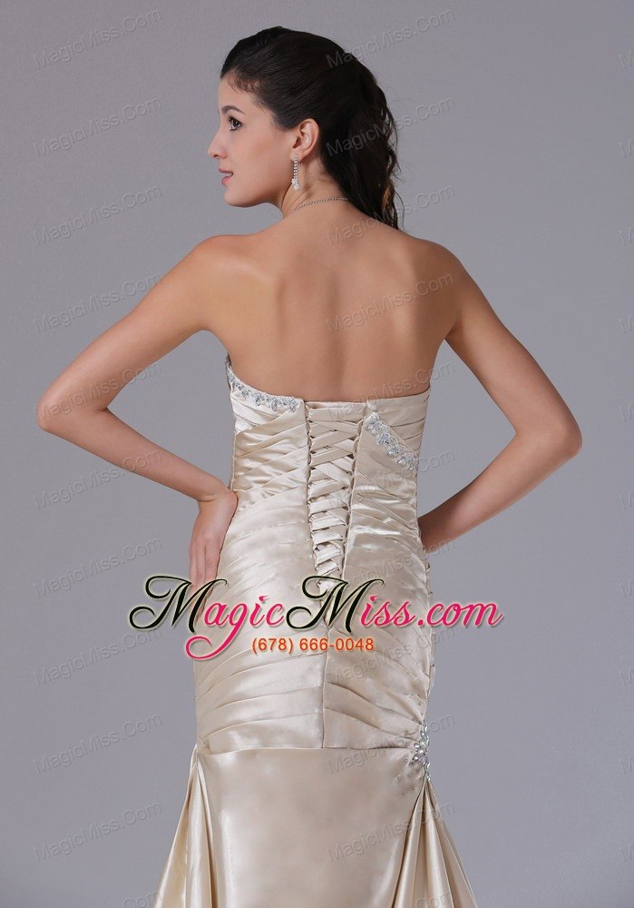 wholesale customize champagne sheath sweetheart ruched decorate bust prom dress with satin in bristol connecticut