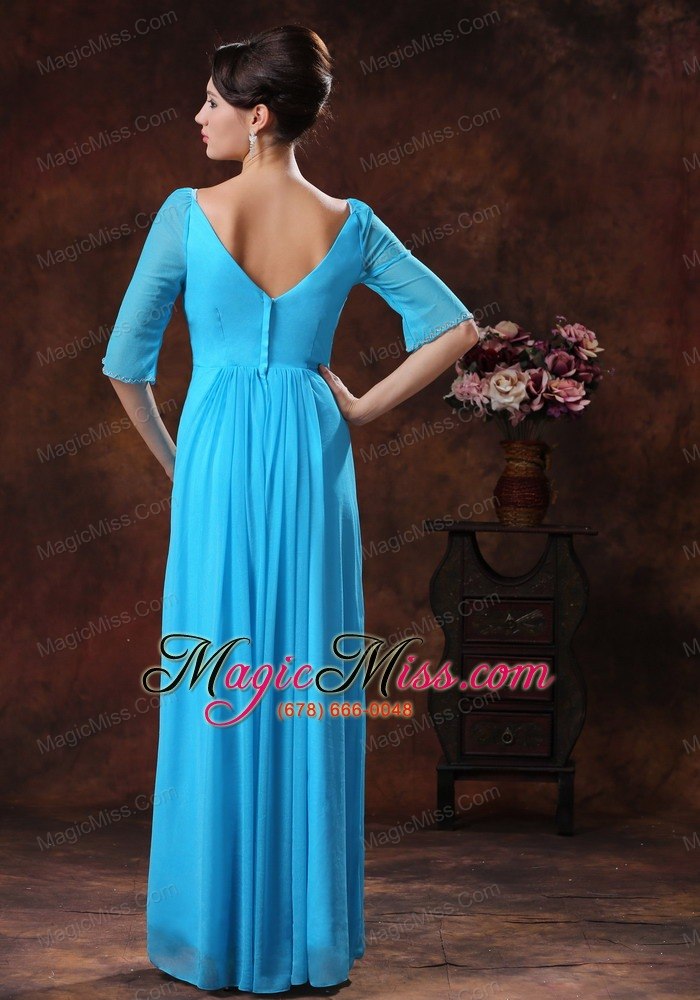 wholesale beaded decorate square sky blue mother of the bride dress in oro valley arizona