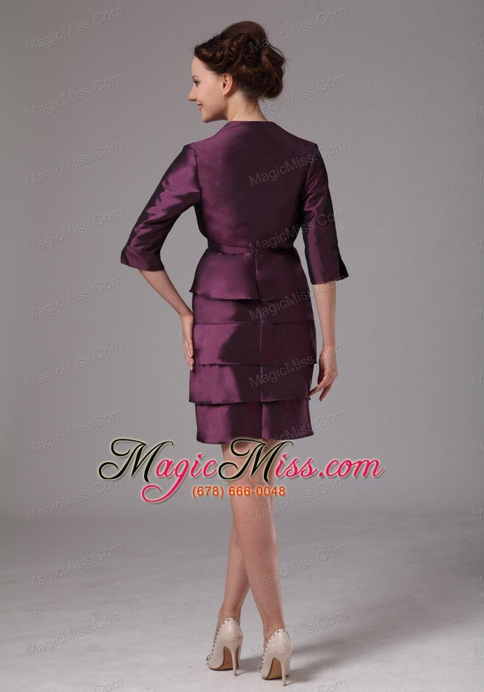 wholesale dark purple layers and embroidery with beading mother of the bride dress mini-length in hiawassee georgia