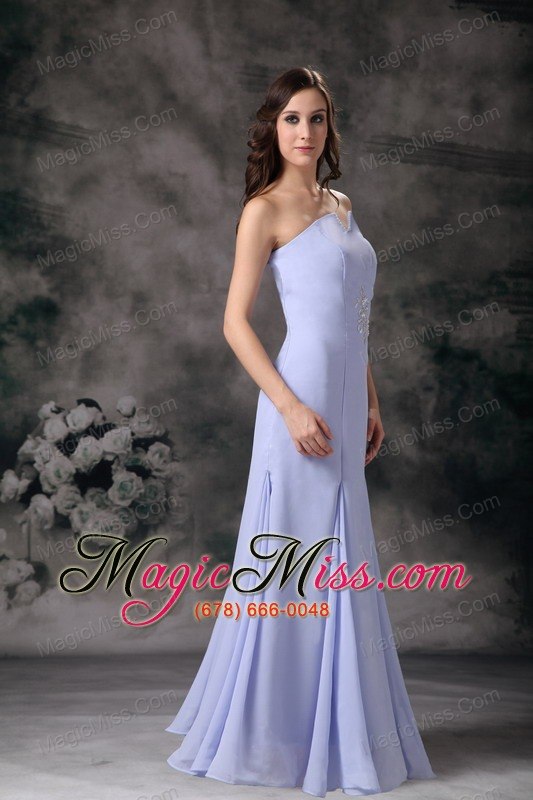 wholesale lilac column strapless floor-length chiffon beading mother of the bride dress