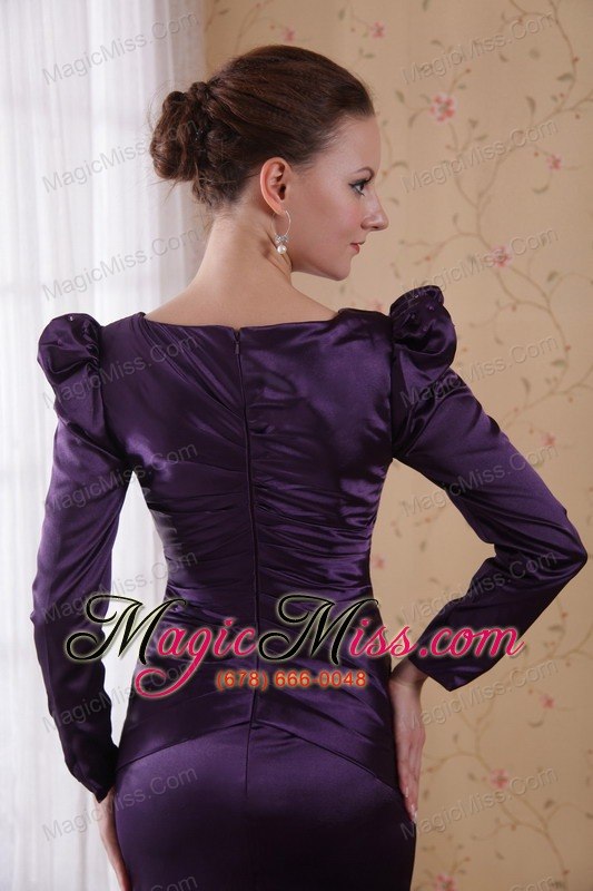 wholesale dark purple column / sheath v-neck brush /sweep taffeta mother of the bride dress