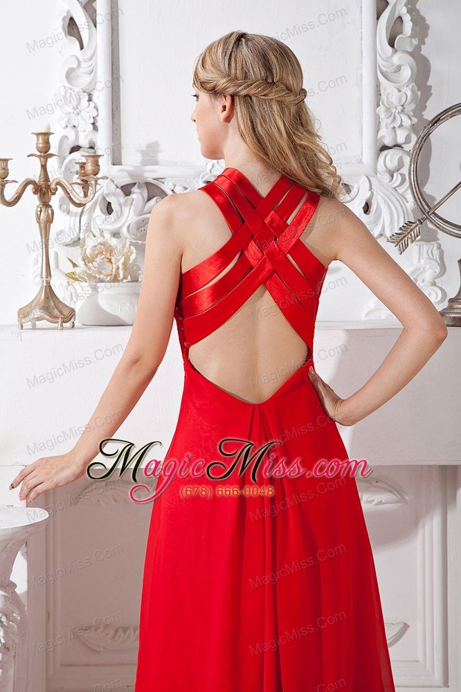 wholesale red column cross straps prom dress floor-length elastic woven satin