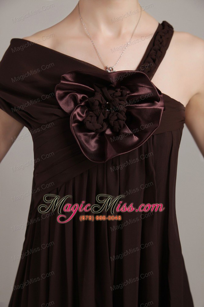 wholesale brown empire asymmetrical high-low chiffon beading plus size prom dress