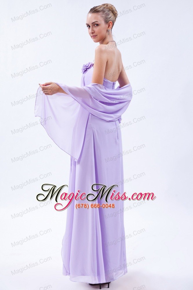 wholesale lilac empire strapless floor-length chiffon hand made flowers prom dress