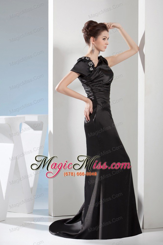 wholesale appliques mermaid asymmetrical black prom dress