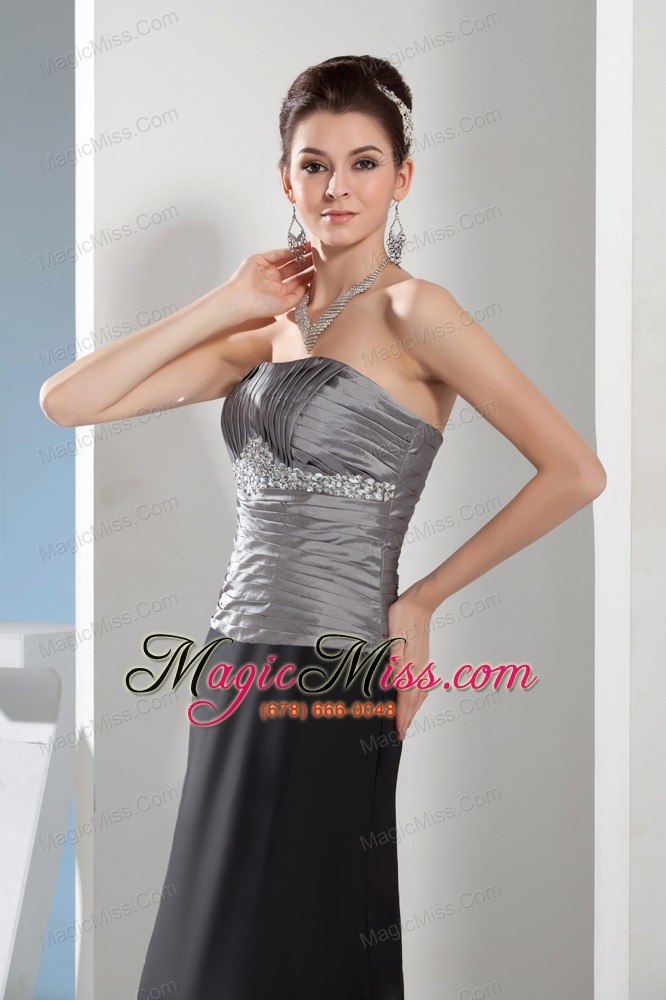 wholesale rhinestone column strapless long black and silver prom dress