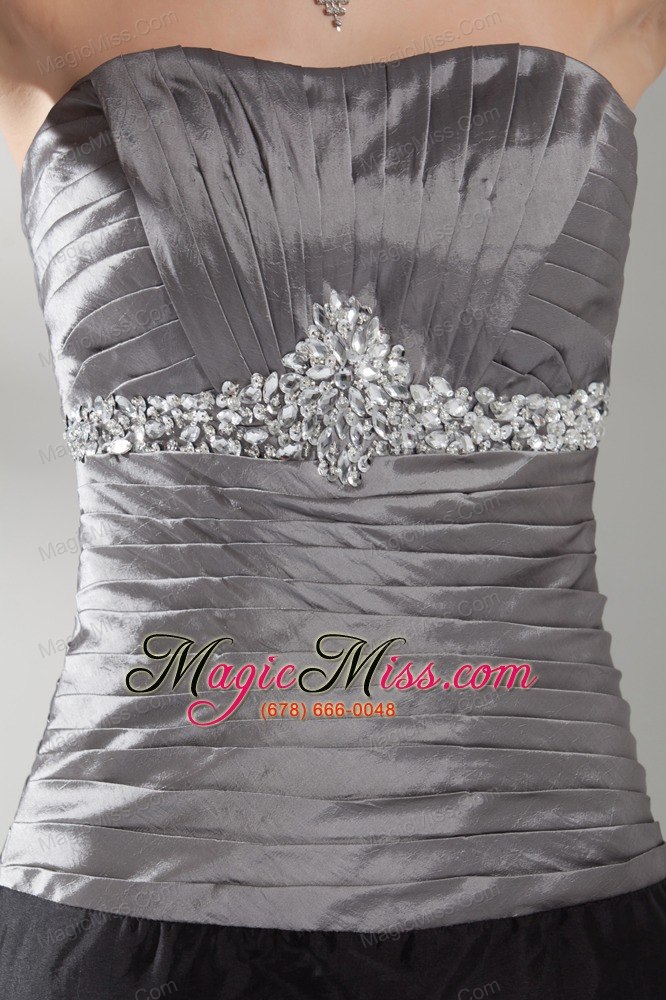 wholesale rhinestone column strapless long black and silver prom dress