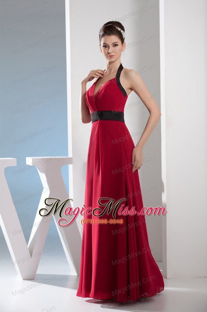 wholesale 2013 simple column halter sash long red prom dress