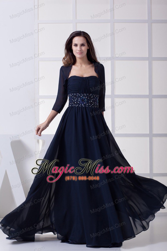wholesale beading strapless navy blue long prom dress