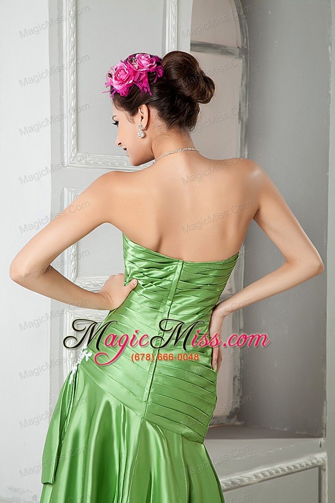 wholesale spring green a-line sweetheart elastic woven satin appliques mother of the bride dress