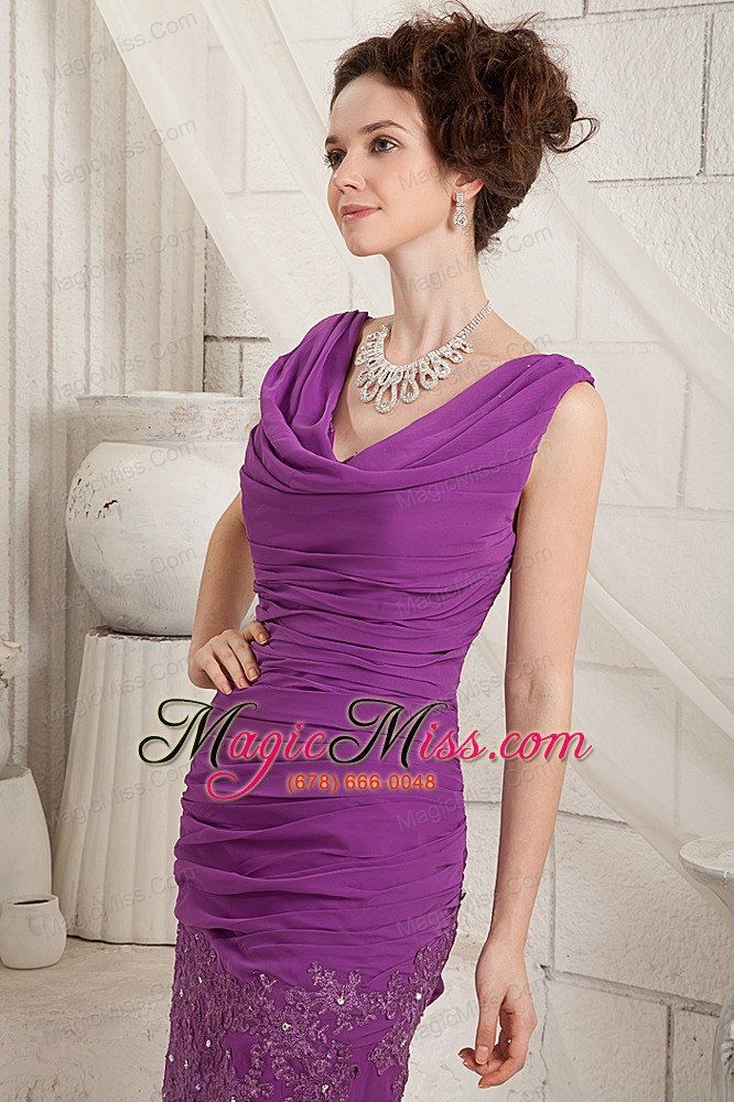 wholesale grey empire scoop floor-length chiffon and satin ruch mother of the bride dress