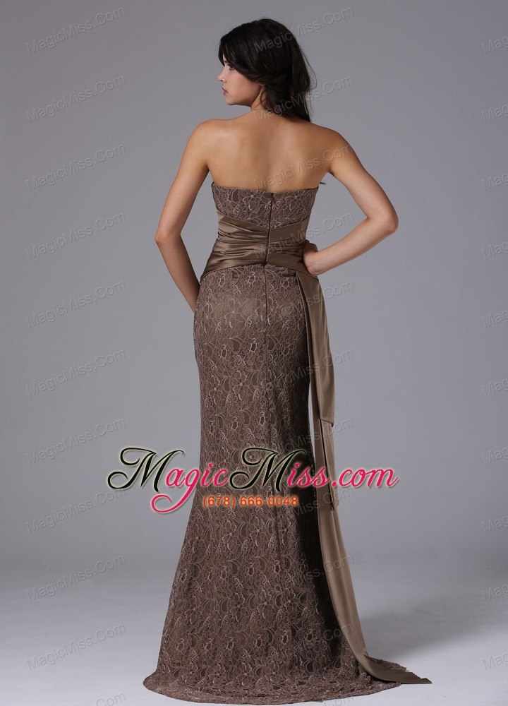 wholesale lace mermaid strapless and watteau train for modest prom dress