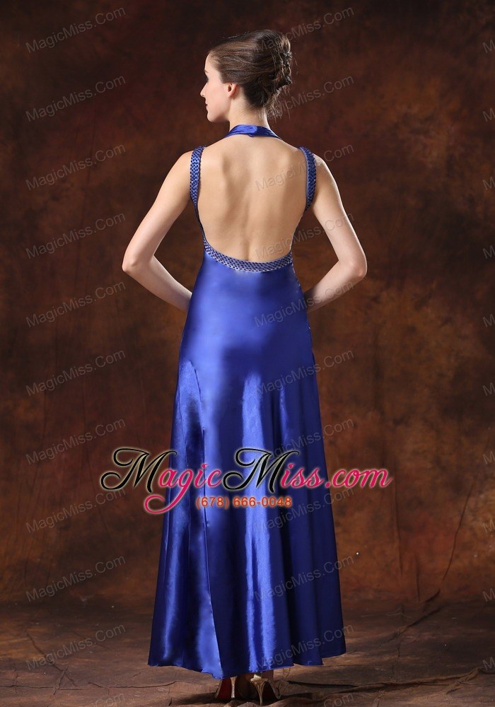 wholesale maxi beaded decorate waist halter column / sheath evening dress backless