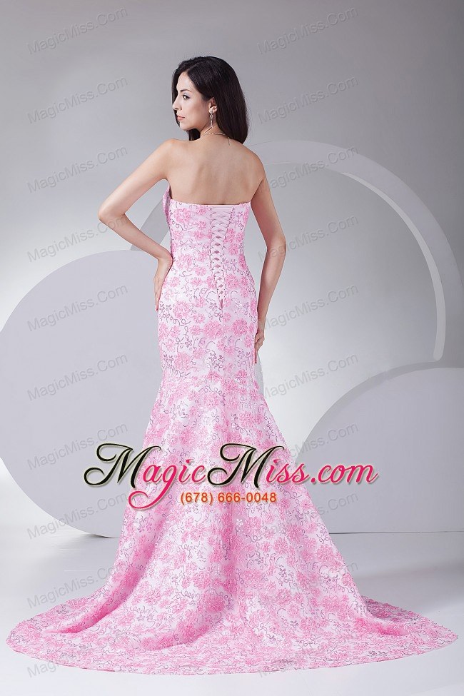 wholesale printing mermaid strapless brush train 2013 prom dress for formal evening