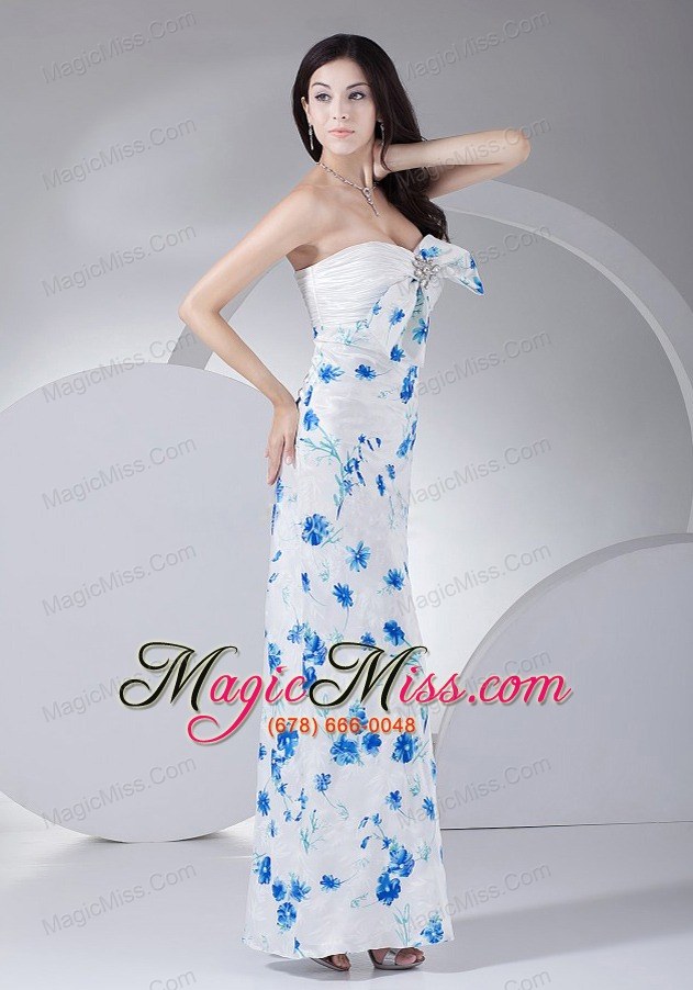 wholesale beading decorate bodice printing ankle-length sweetheart neckline 2013 prom dress