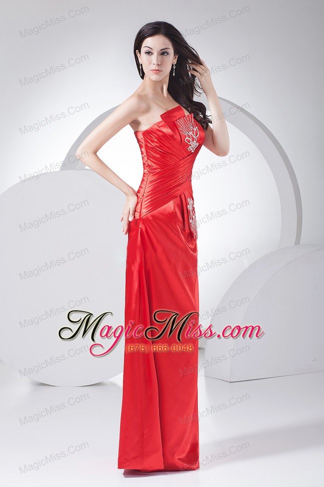 wholesale beading decorate bodice floor-length 2013 prom dress strapless red taffeta