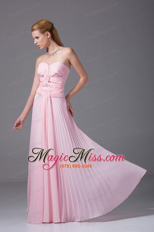wholesale beading and ruching decorate bodice pink chiffon floor-length 2013 prom dress
