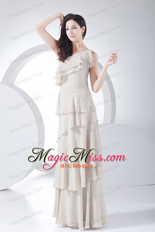 wholesale ruffled layers decorate bodice grey chiffon one shoulder floor-length 2013 prom dress