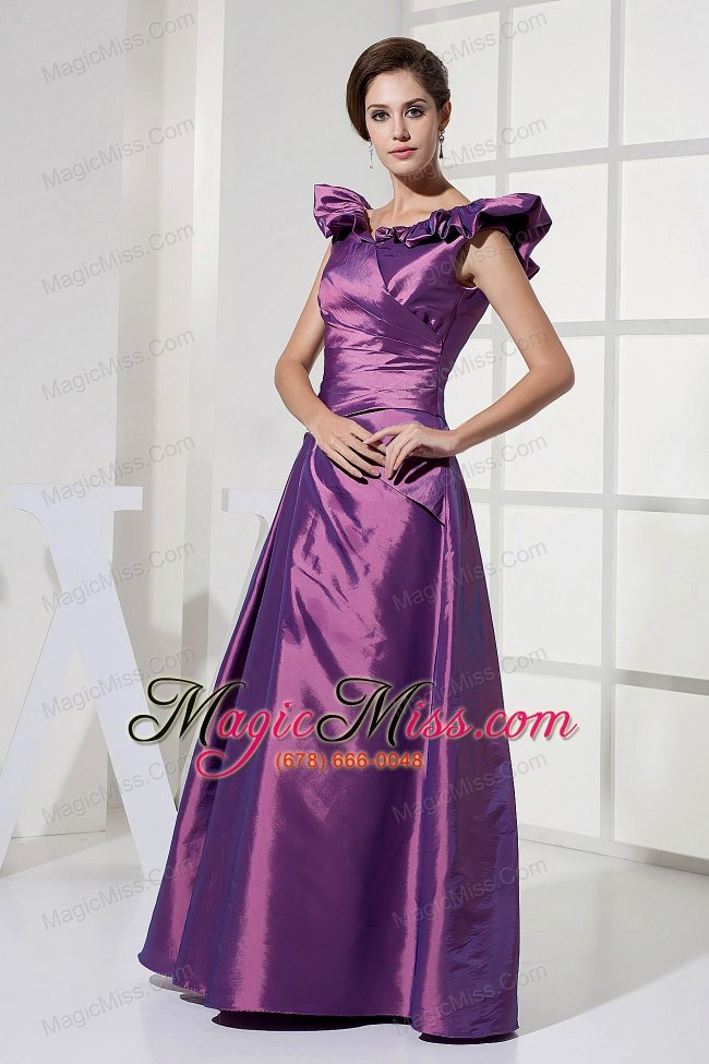wholesale v-neck a-line purple taffeta 2013 prom dress floor-length