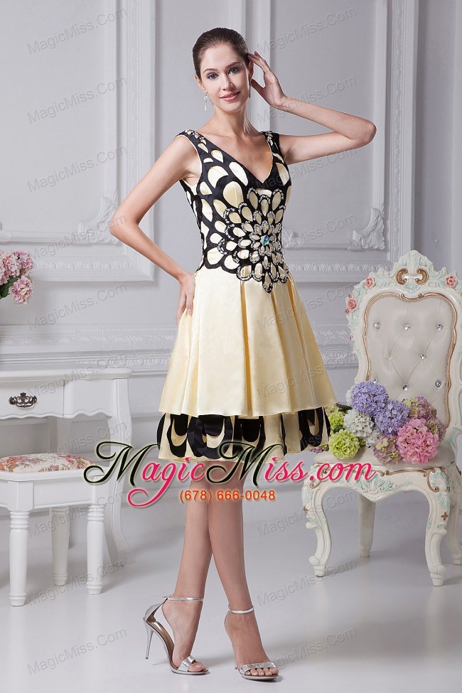 wholesale beading decorate yellow a-line prom dress for 2013 v-neck
