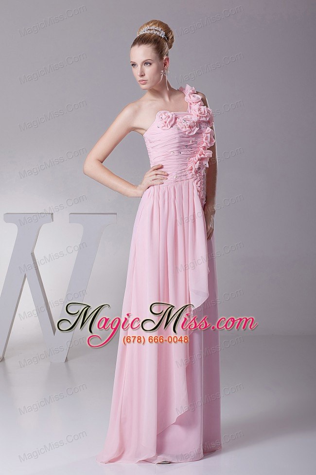 wholesale one shoulder hand made flowers for pink prom dress