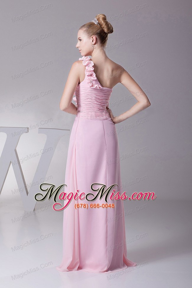 wholesale one shoulder hand made flowers for pink prom dress
