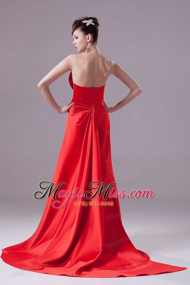 wholesale red prom dress with a-line beading strapless and satin