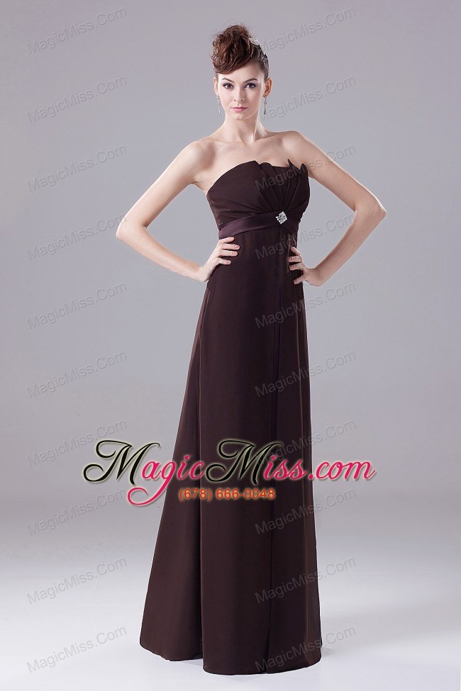 wholesale brown prom dress with beading strapless floor-length and chiffon