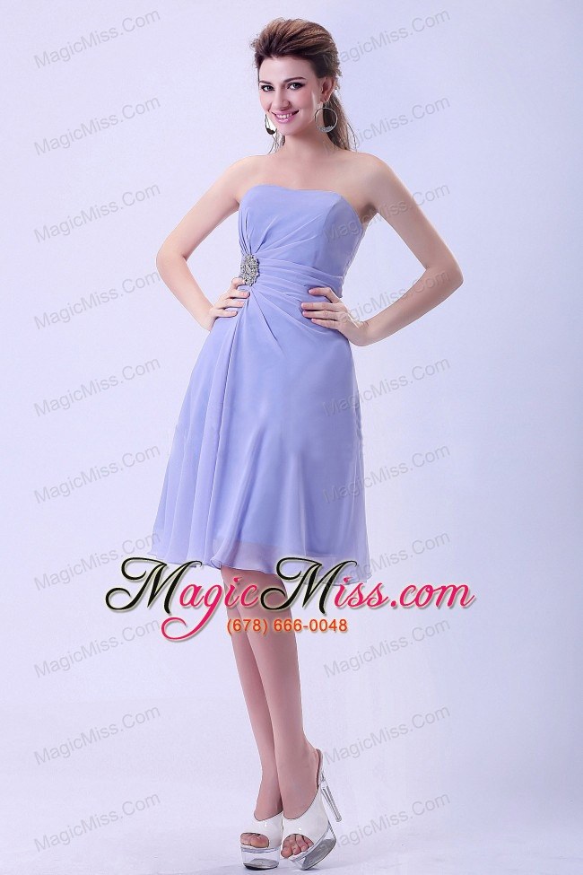 wholesale lilac chiffon a-line bridemaid dress knee-length