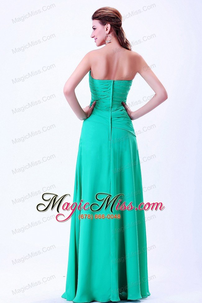 wholesale turquoise sweetheart bridemaid dress with ruching chiffon