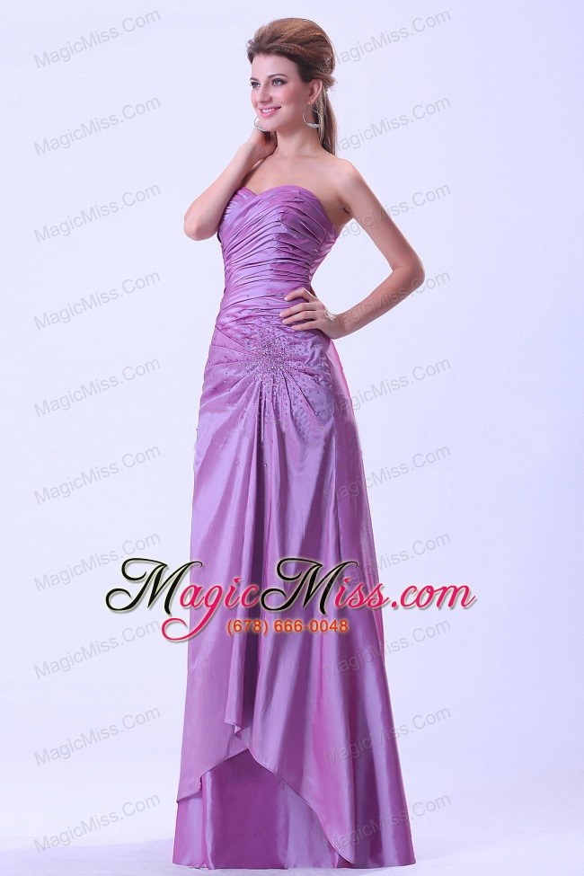 wholesale lavender prom dress with beaded and ruched sweetheart floor-length for custom made