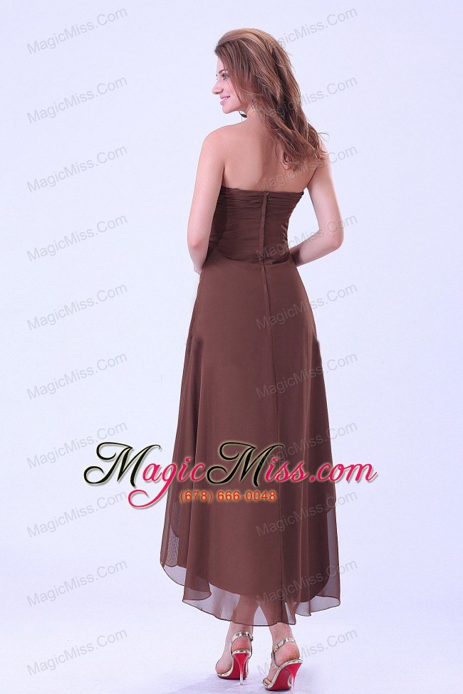 wholesale high-low prom / homecoming dress with sweetheart brown chiffon for custom made